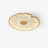 Modern Lotus Leaf Acrylic LED Ceiling Light Wood Grain Finish Flush Mount Lamp for Living Room