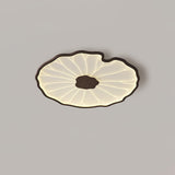 Modern Lotus Leaf Acrylic LED Ceiling Light Wood Grain Finish Flush Mount Lamp for Living Room