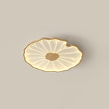 Modern Lotus Leaf Acrylic LED Ceiling Light Wood Grain Finish Flush Mount Lamp for Living Room