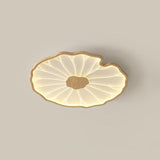 Modern Lotus Leaf Acrylic LED Ceiling Light Wood Grain Finish Flush Mount Lamp for Living Room