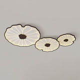Modern Lotus Leaf Acrylic LED Ceiling Light Wood Grain Finish Flush Mount Lamp for Living Room