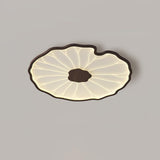 Modern Lotus Leaf Acrylic LED Ceiling Light Wood Grain Finish Flush Mount Lamp for Living Room