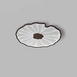 Modern Lotus Leaf Acrylic LED Ceiling Light Wood Grain Finish Flush Mount Lamp for Living Room