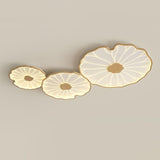 Modern Lotus Leaf Acrylic LED Ceiling Light Wood Grain Finish Flush Mount Lamp for Living Room