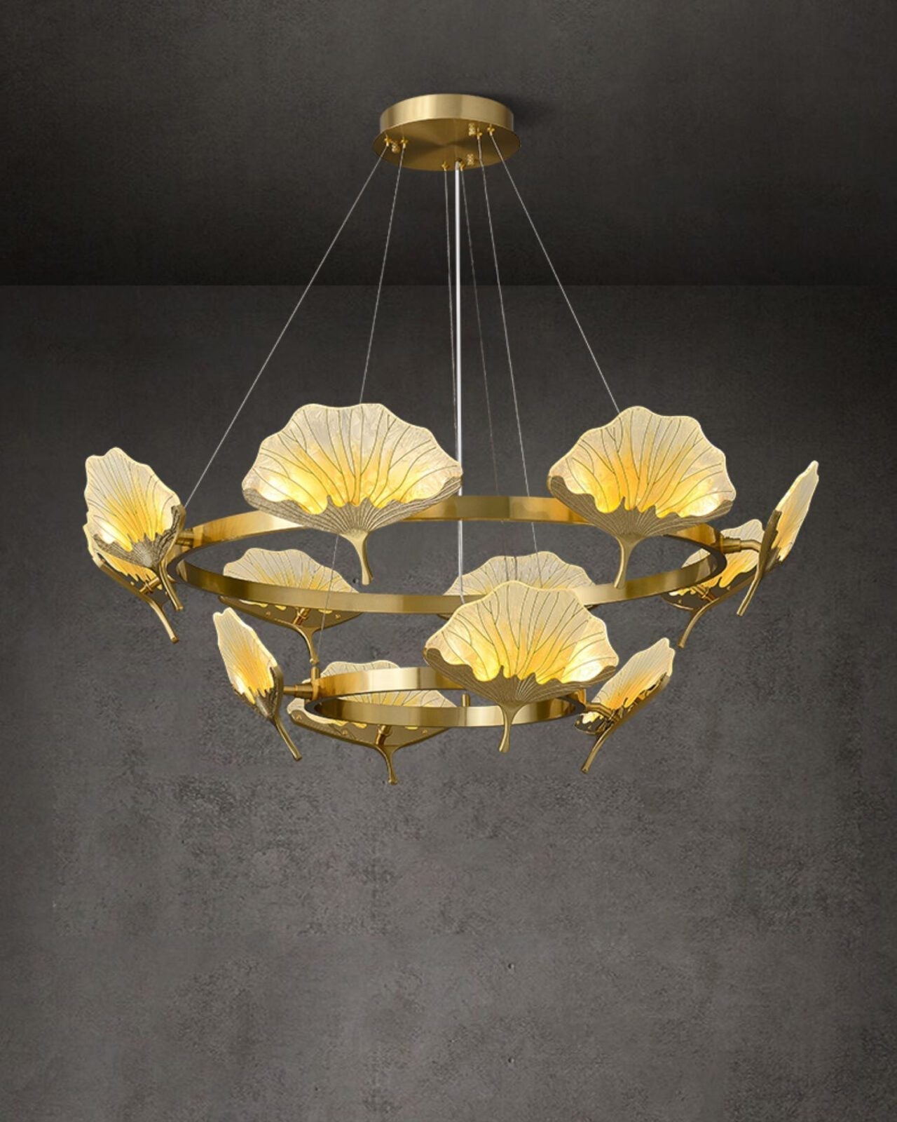 elegant-lotus-leaf-enamel-stained-glass-brass-chandelier-for-luxury-dining-and-living-spaces