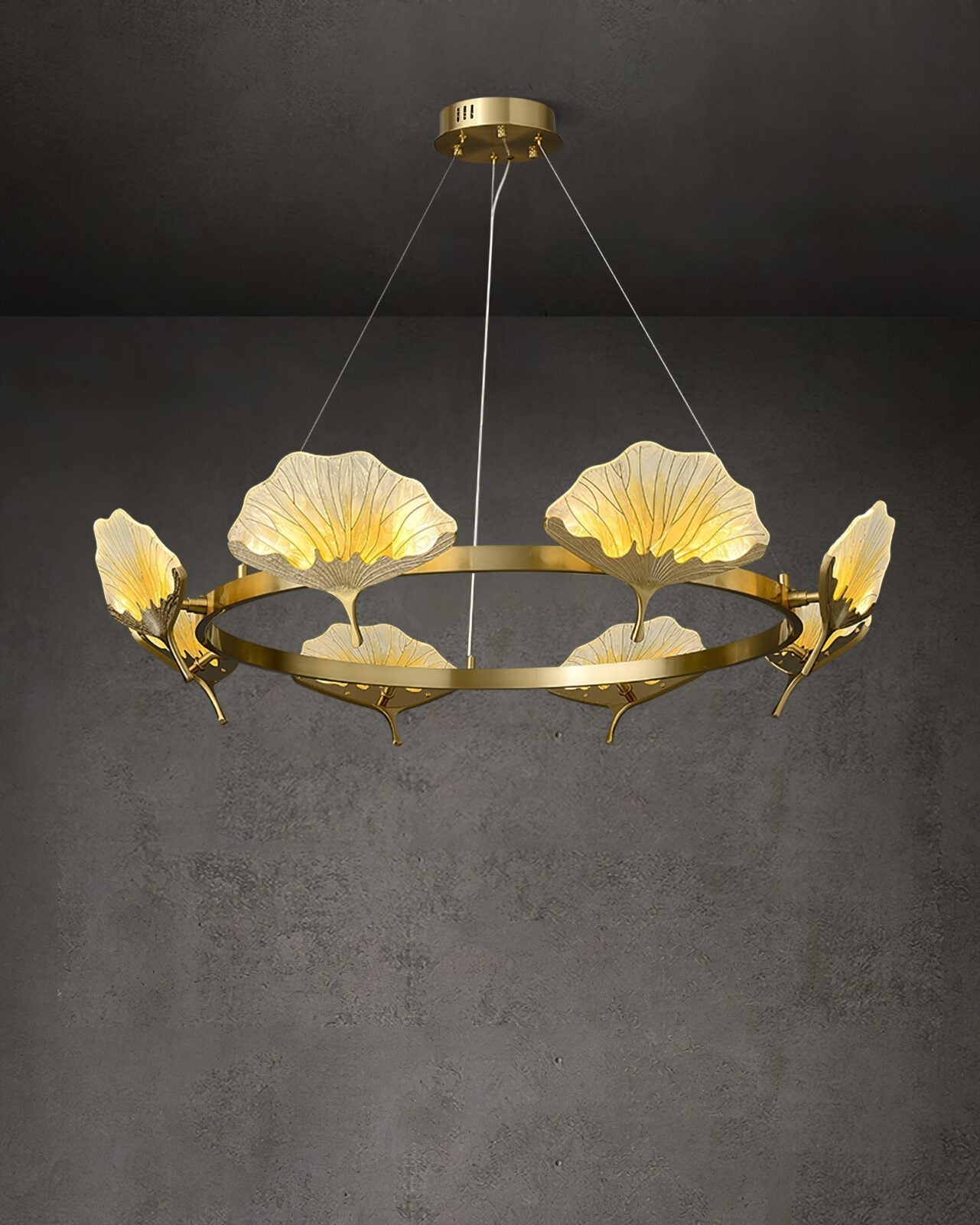 elegant-lotus-leaf-enamel-stained-glass-brass-chandelier-for-luxury-dining-and-living-spaces