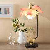 Elegant Lotus Bloom Floral Table Lamp with Resin and Ceramic Flowers