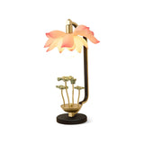 Elegant Lotus Bloom Floral Table Lamp with Resin and Ceramic Flowers