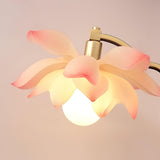 Elegant Lotus Bloom Floral Table Lamp with Resin and Ceramic Flowers