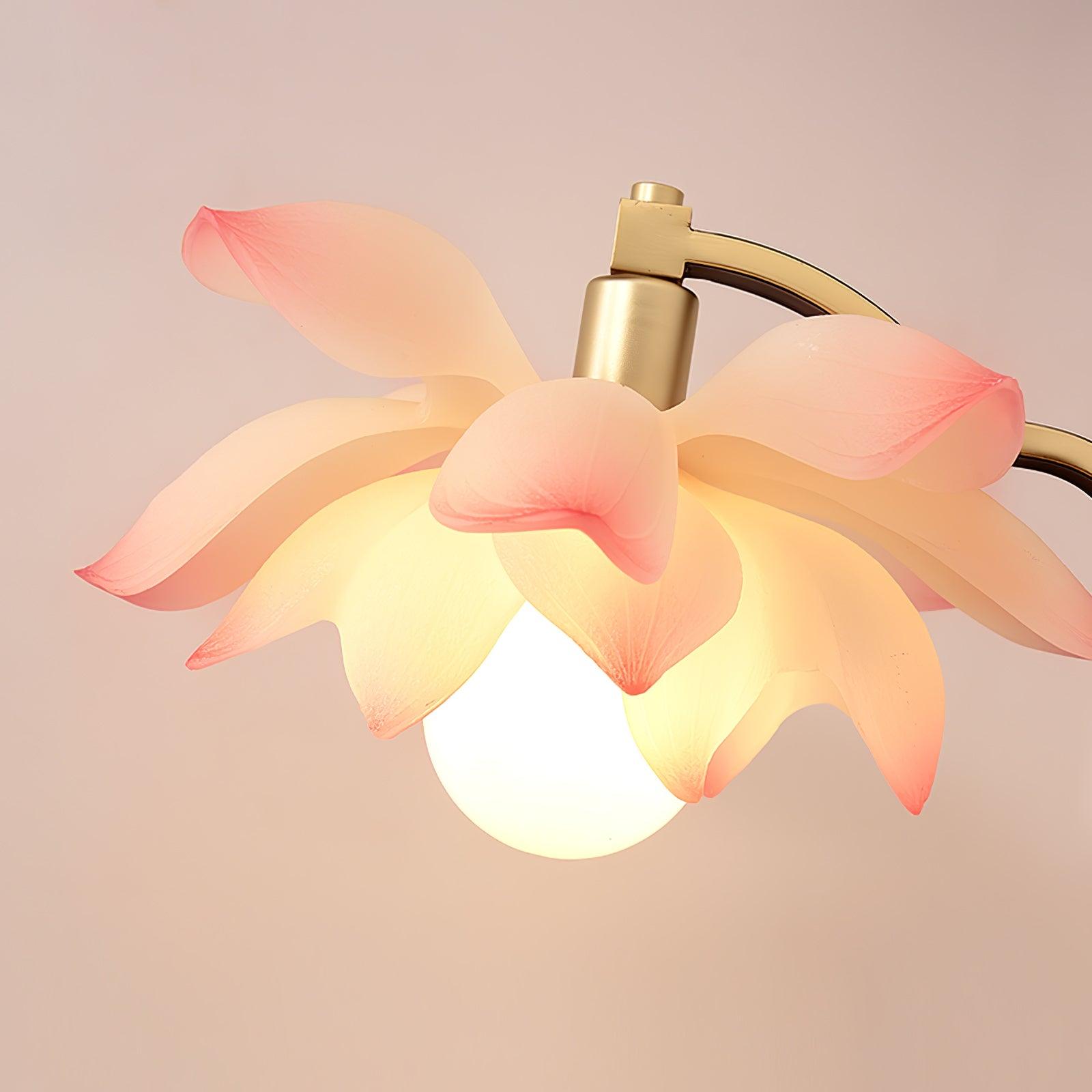 Elegant Lotus Bloom Floral Table Lamp with Resin and Ceramic Flowers