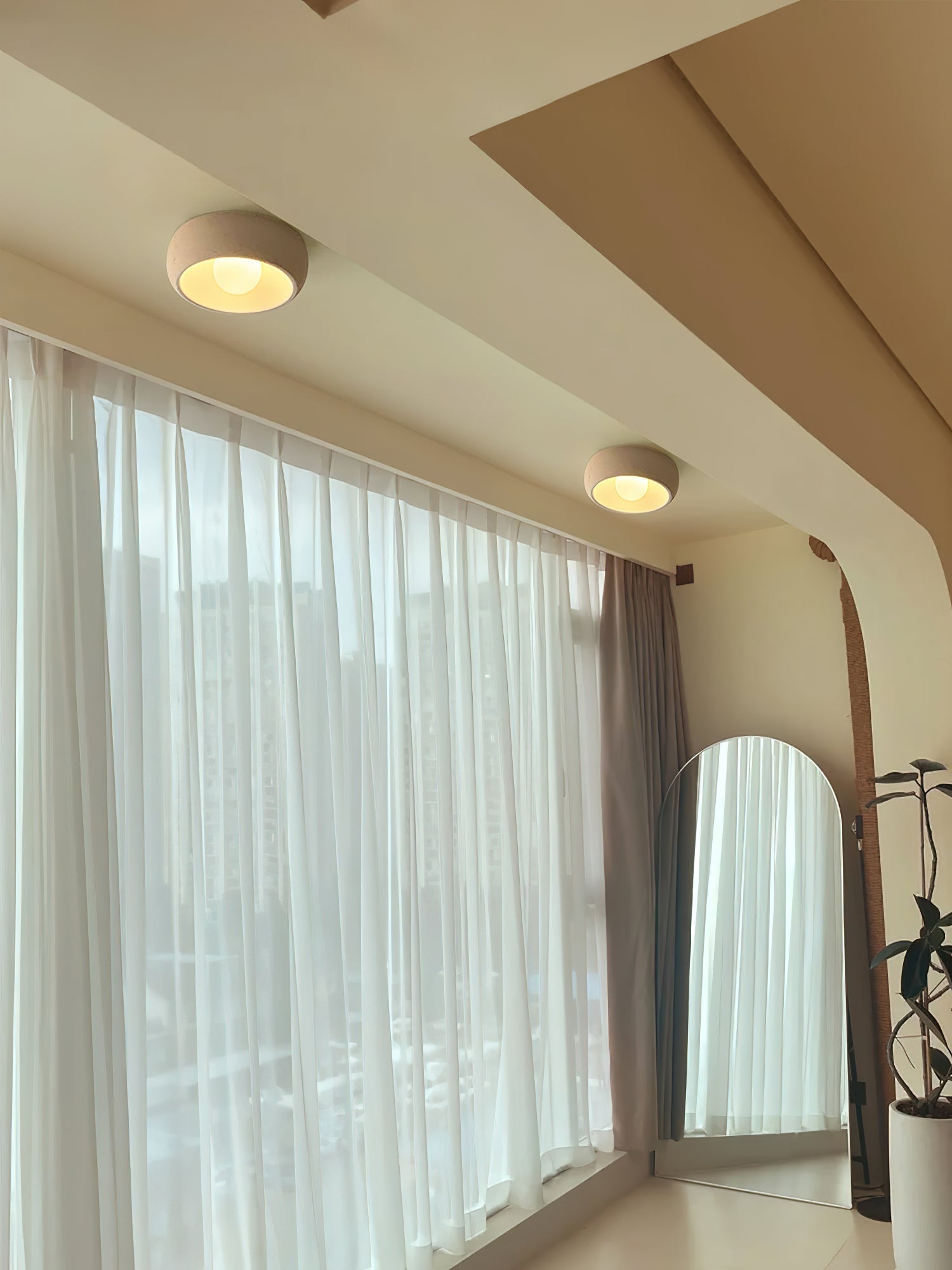 Modern Round Glass Flush Mount Ceiling Light Minimalist Louis Inspired Interior Lighting Fixture