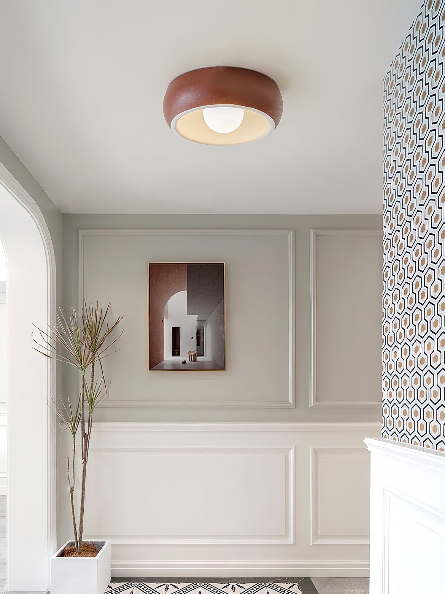 Modern Round Glass Flush Mount Ceiling Light Minimalist Louis Inspired Interior Lighting Fixture