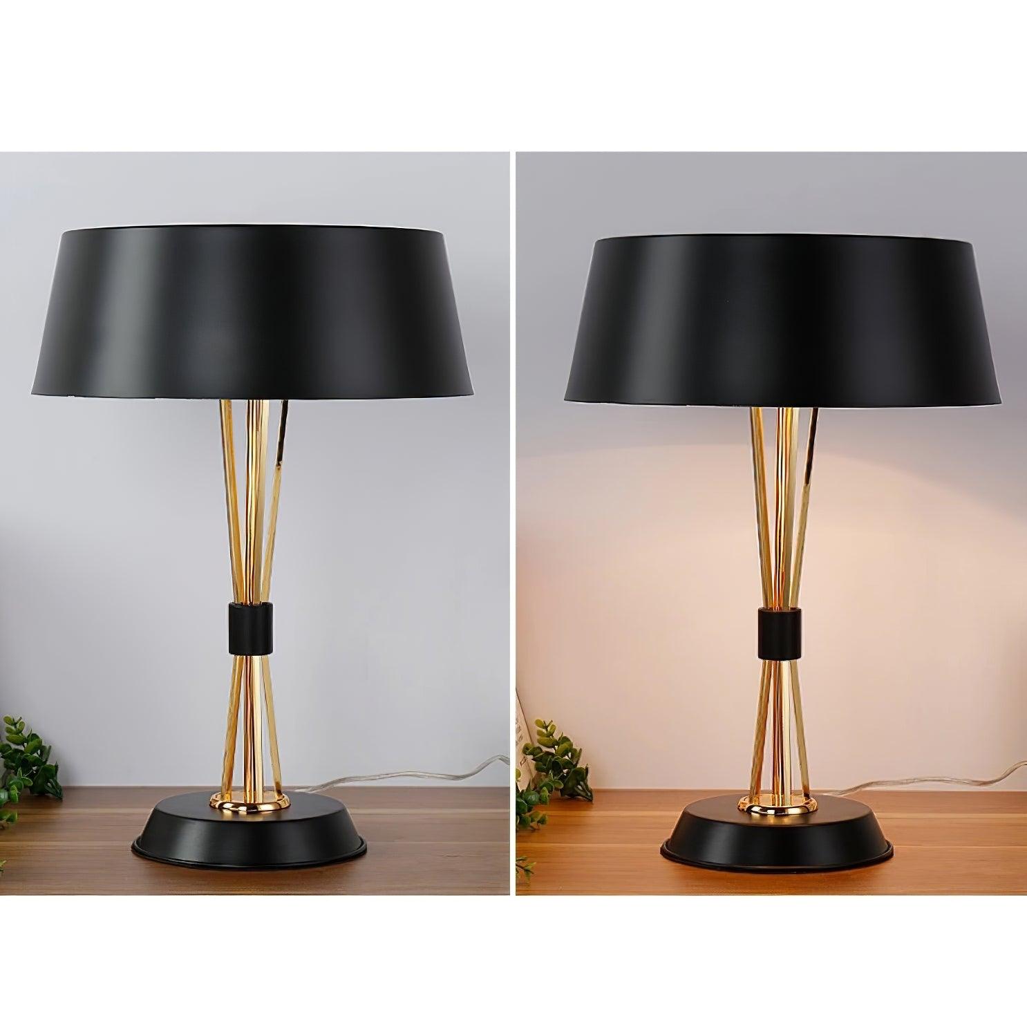 Modern Geometric Metal Task Lamp Lowrider Gold and Black Desk Lighting