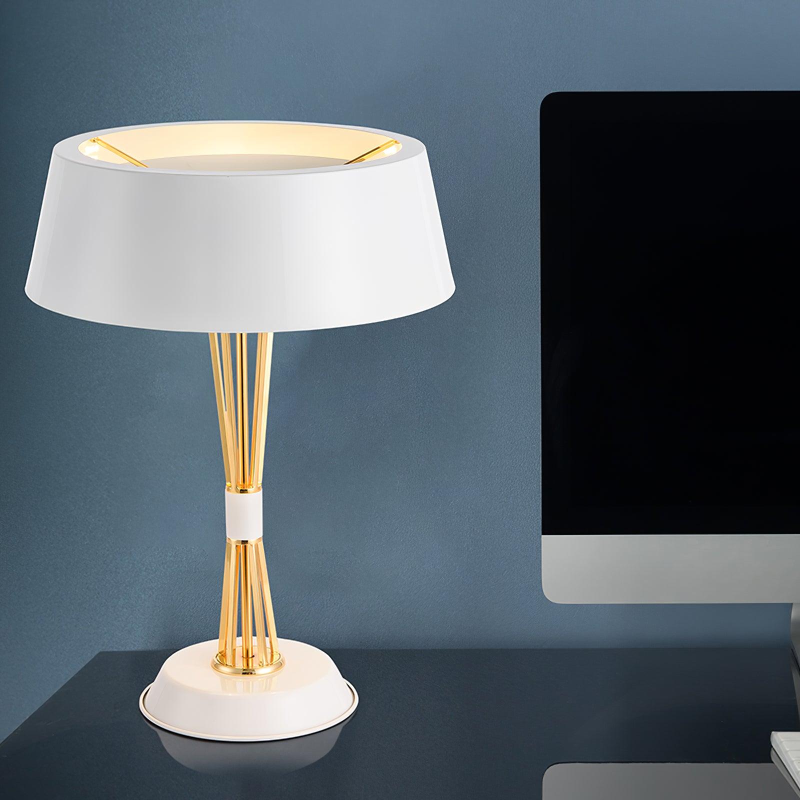 Modern Geometric Metal Task Lamp Lowrider Gold and Black Desk Lighting