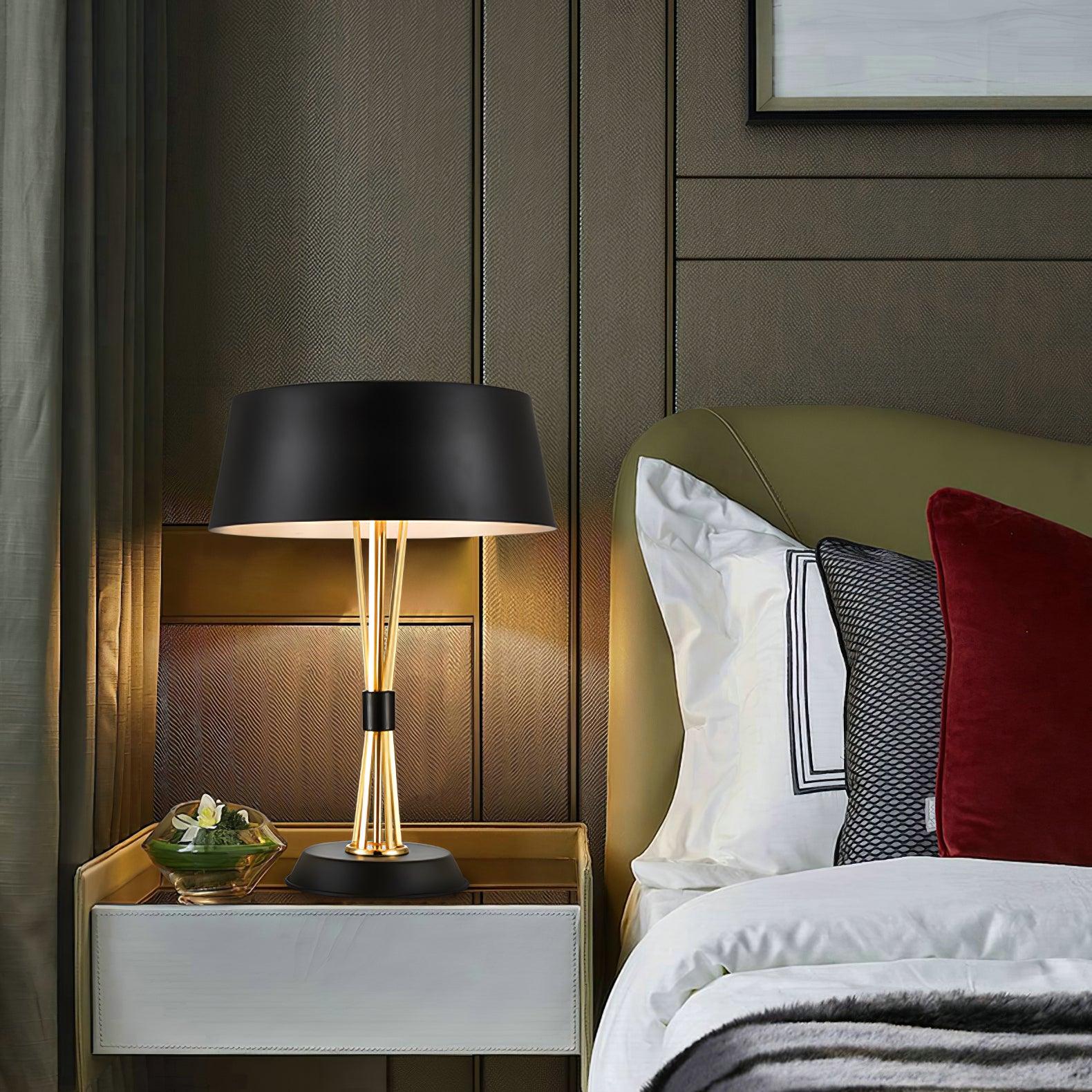 Modern Geometric Metal Task Lamp Lowrider Gold and Black Desk Lighting