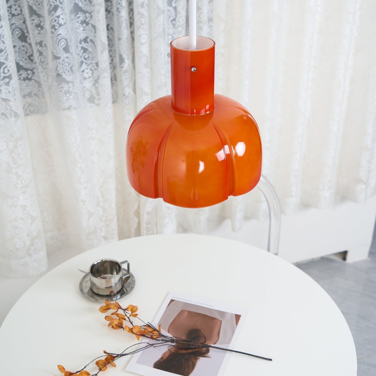 Modern Petal Glass Pendant Light Layered Floral Hanging Lamp for Living Room Dining Area