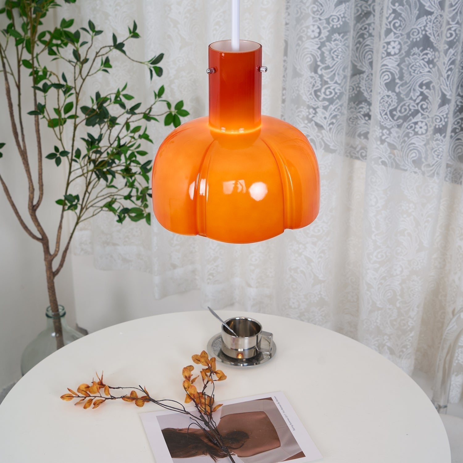 Modern Petal Glass Pendant Light Layered Floral Hanging Lamp for Living Room Dining Area