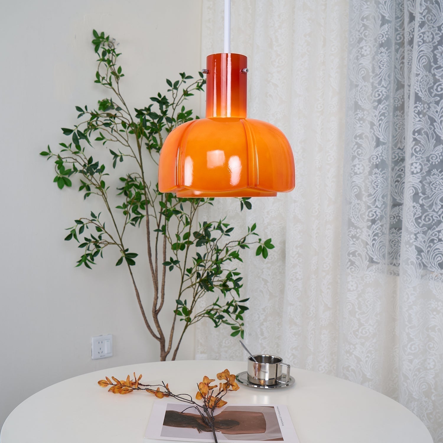 Modern Petal Glass Pendant Light Layered Floral Hanging Lamp for Living Room Dining Area