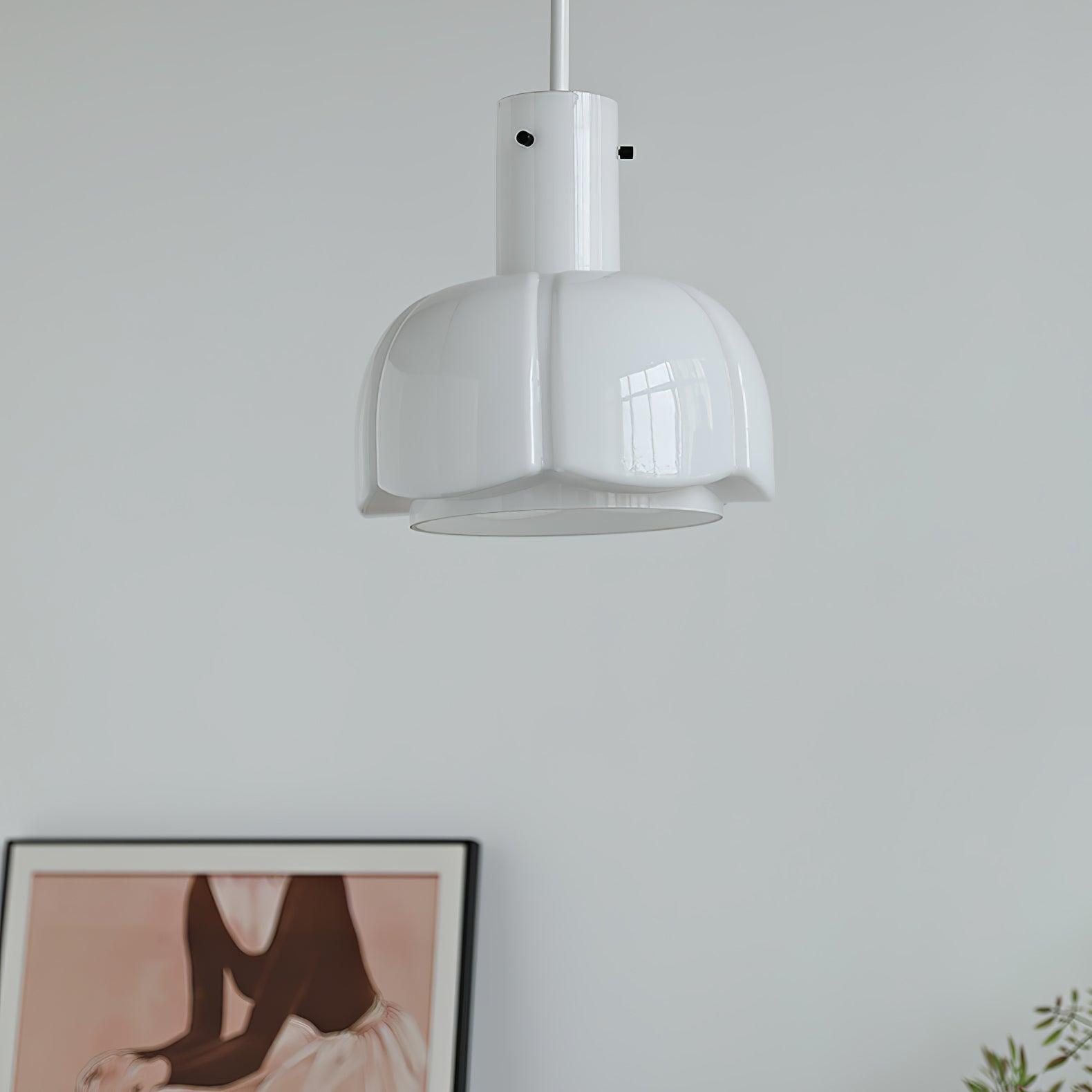 Modern Petal Glass Pendant Light Layered Floral Hanging Lamp for Living Room Dining Area