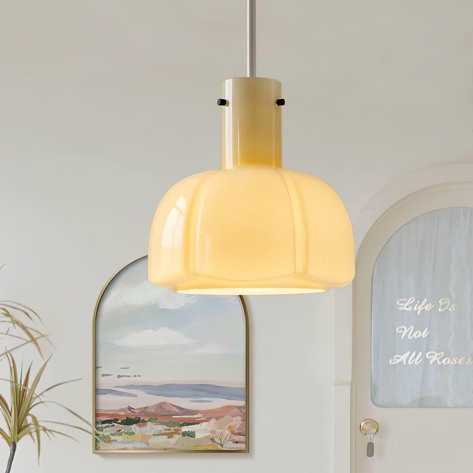Modern Petal Glass Pendant Light Layered Floral Hanging Lamp for Living Room Dining Area