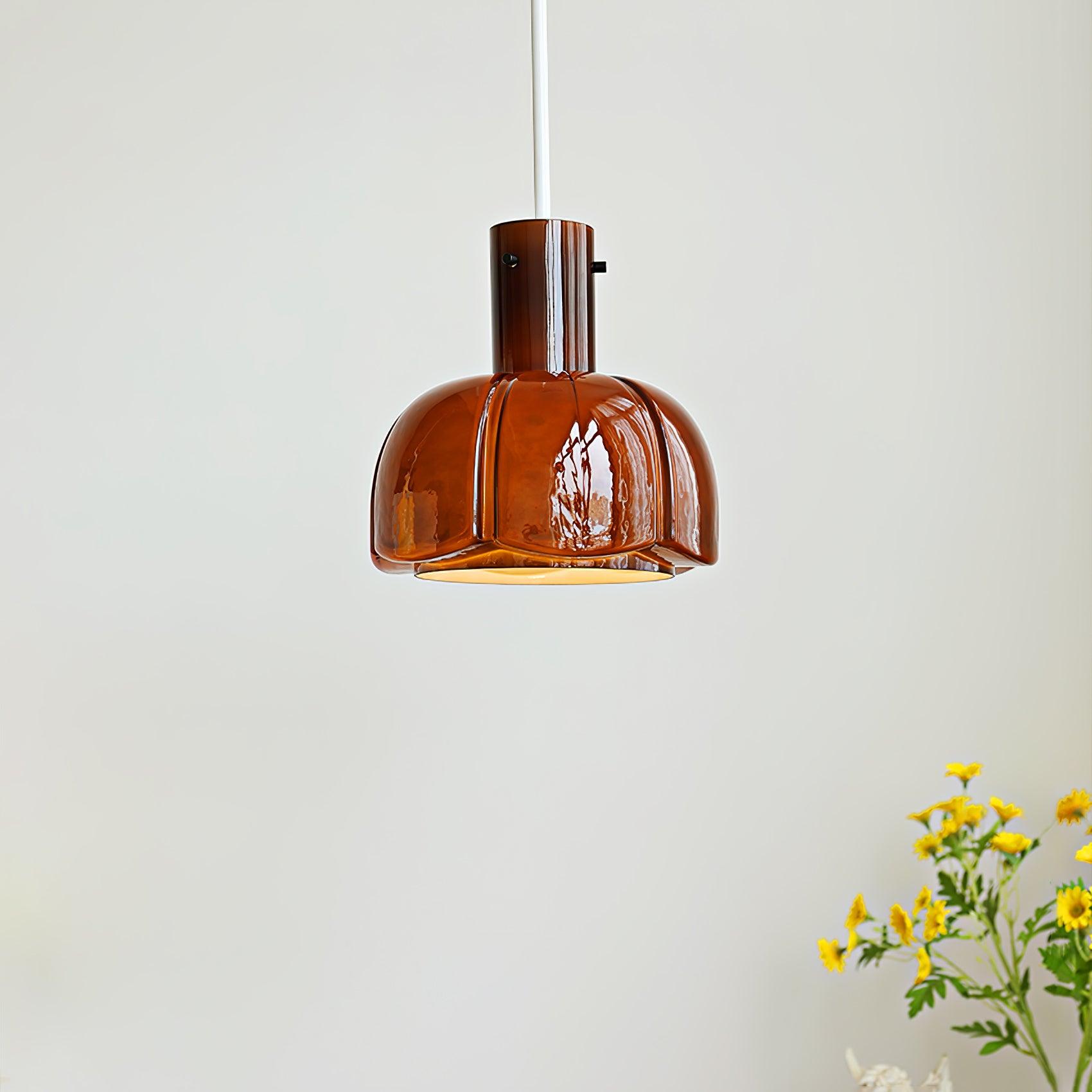 Modern Petal Glass Pendant Light Layered Floral Hanging Lamp for Living Room Dining Area
