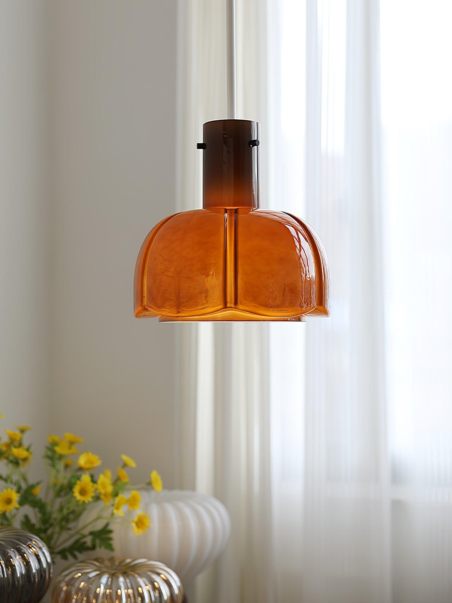 Modern Petal Glass Pendant Light Layered Floral Hanging Lamp for Living Room Dining Area