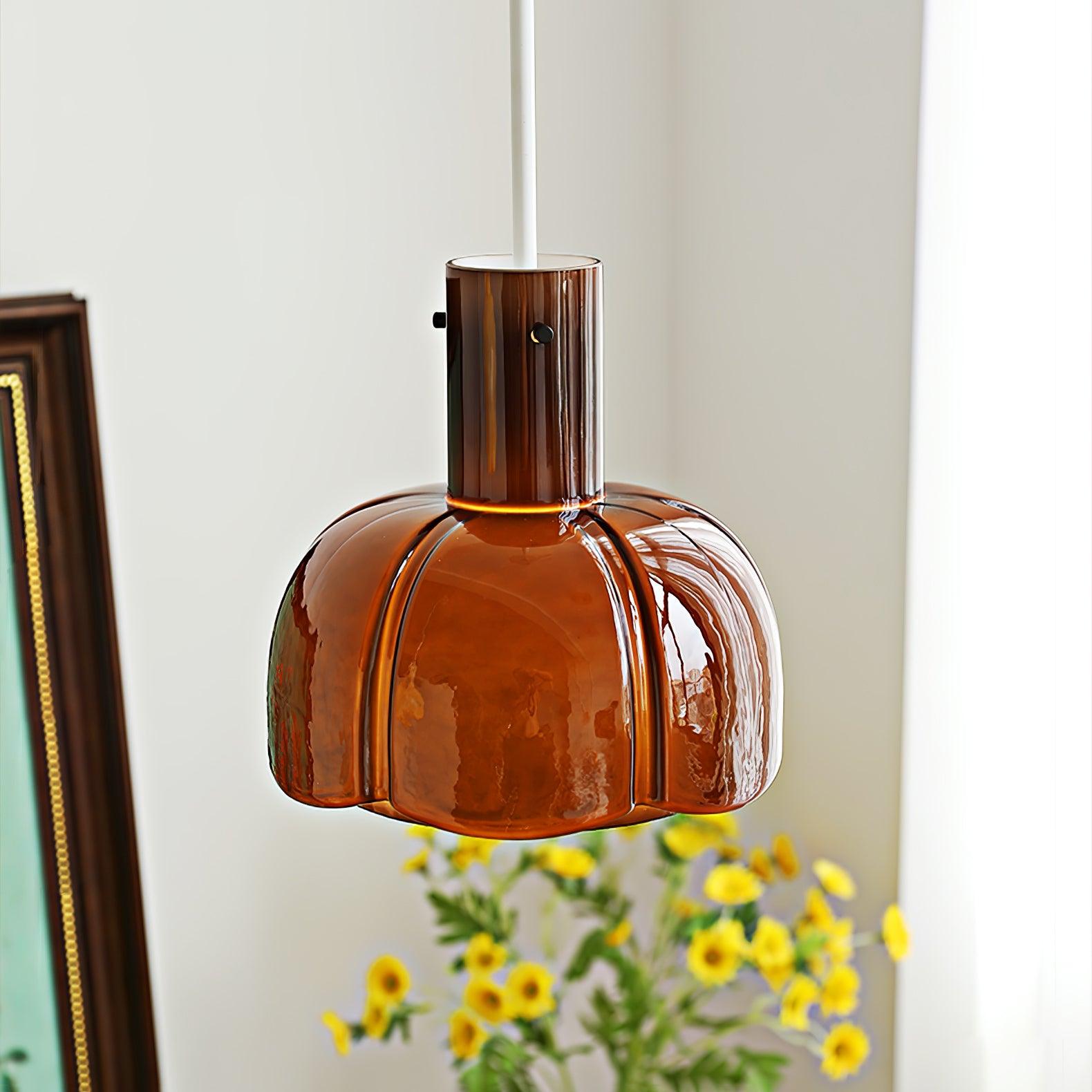 Modern Petal Glass Pendant Light Layered Floral Hanging Lamp for Living Room Dining Area