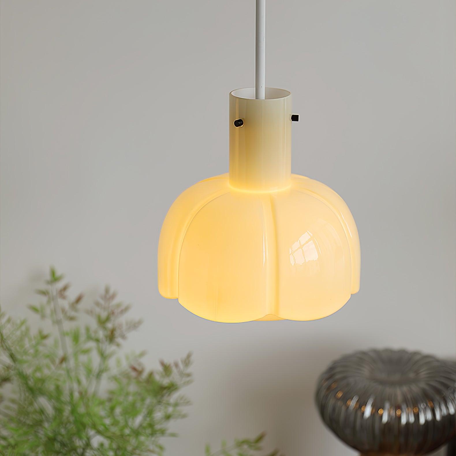 Modern Petal Glass Pendant Light Layered Floral Hanging Lamp for Living Room Dining Area