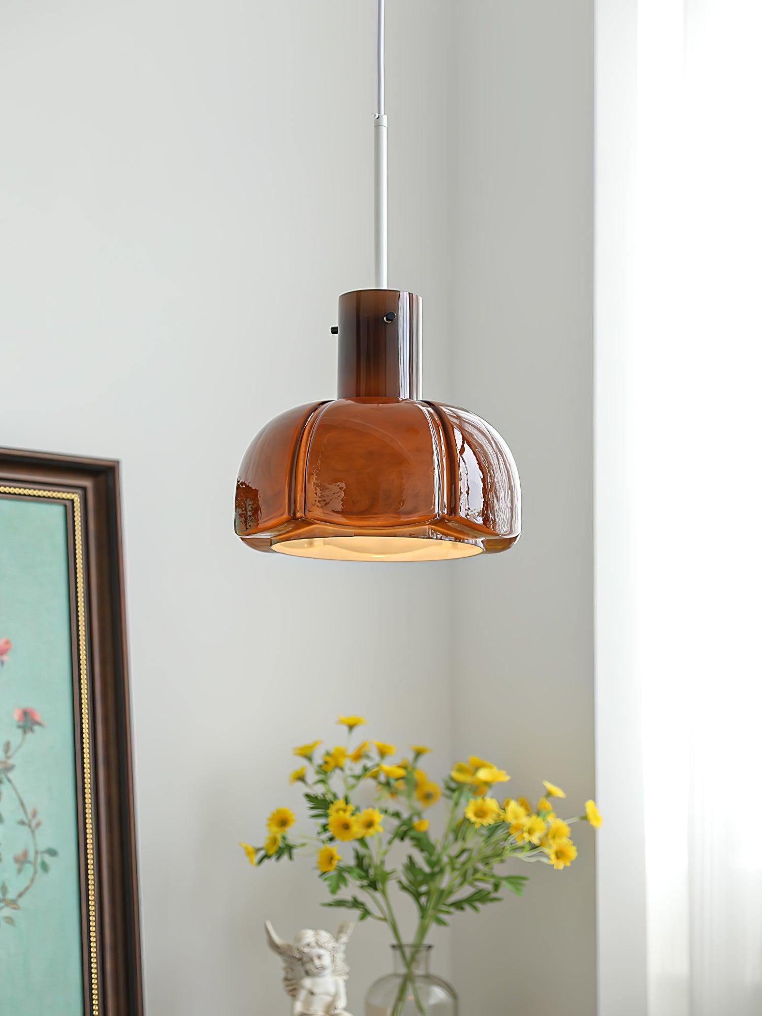 Modern Petal Glass Pendant Light Layered Floral Hanging Lamp for Living Room Dining Area