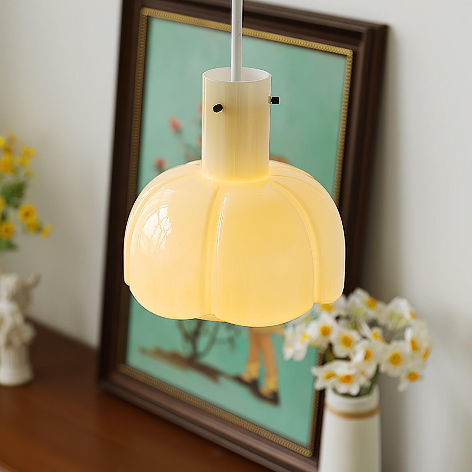 Modern Petal Glass Pendant Light Layered Floral Hanging Lamp for Living Room Dining Area