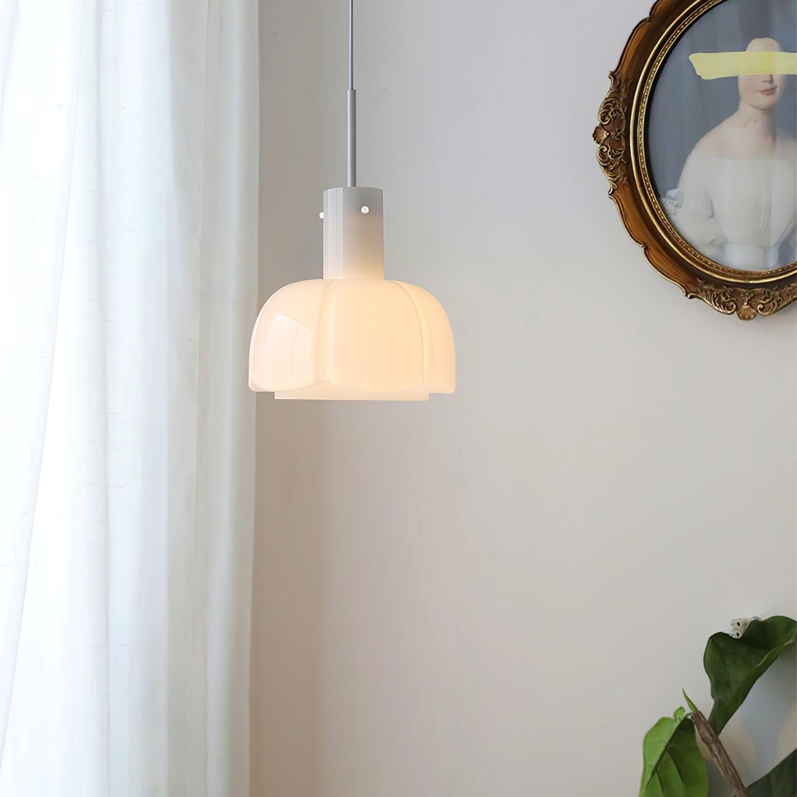 Modern Petal Glass Pendant Light Layered Floral Hanging Lamp for Living Room Dining Area