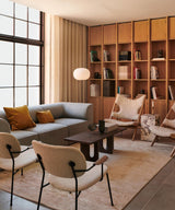 Modern Jwda Travertine Floor Lamp with Spherical Glass Globe and Yellow Stone Base
