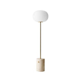Modern Jwda Travertine Floor Lamp with Spherical Glass Globe and Yellow Stone Base