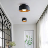 Modern Spherical Glass Globe Flush Mount Ceiling Light with Wood Grain Trim