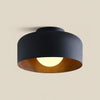 Modern Spherical Glass Globe Flush Mount Ceiling Light with Wood Grain Trim