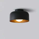 Modern Spherical Glass Globe Flush Mount Ceiling Light with Wood Grain Trim