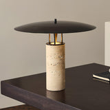 Modern Geometric Travertine LED Bedside Lamp with Adjustable Color Temperature