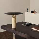 Modern Geometric Travertine LED Bedside Lamp with Adjustable Color Temperature