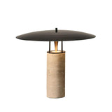 Modern Geometric Travertine LED Bedside Lamp with Adjustable Color Temperature