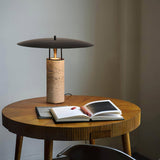 Modern Geometric Travertine LED Bedside Lamp with Adjustable Color Temperature