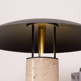 Modern Geometric Travertine LED Bedside Lamp with Adjustable Color Temperature