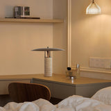 Modern Geometric Travertine LED Bedside Lamp with Adjustable Color Temperature