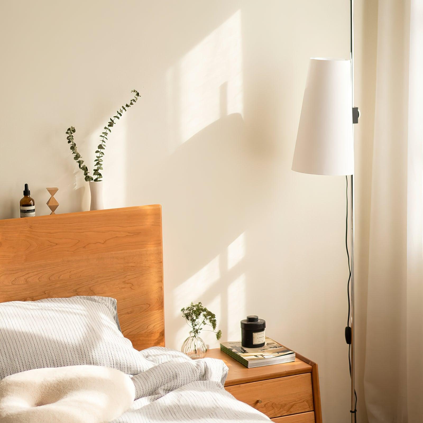 Modern Adjustable Height Floor Lamp with White Rice Paper Shade and Chrome Finish