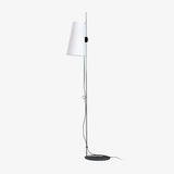 Modern Adjustable Height Floor Lamp with White Rice Paper Shade and Chrome Finish