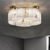Luxury Alabaster and Brass Flush Mount Ceiling Light for Modern Interiors