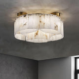 Luxury Alabaster and Brass Flush Mount Ceiling Light for Modern Interiors