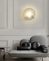 alabaster-stone-round-wall-sconce-integrated-led-light-with-natural-brass-finish-for-hallway