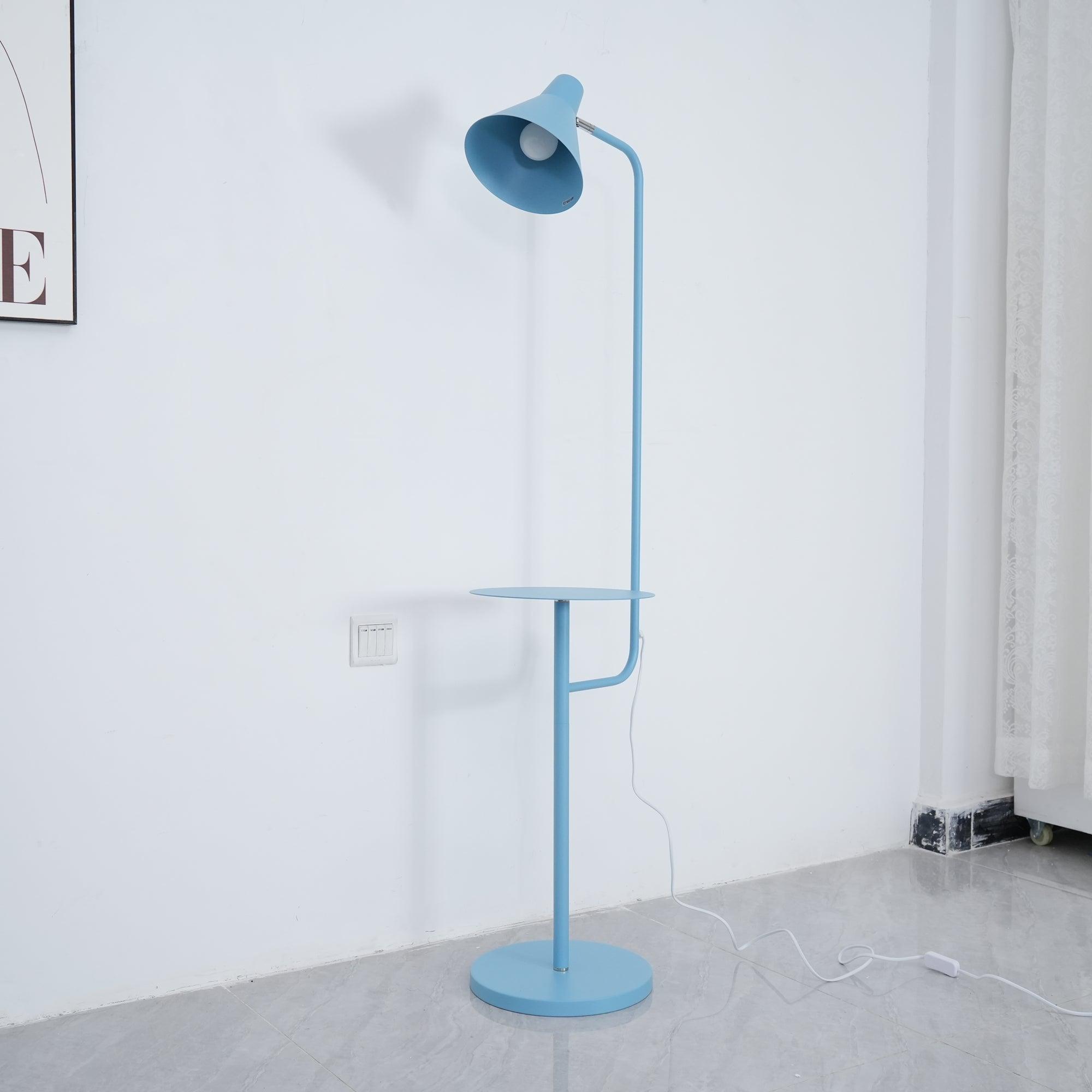 Modern Macaroon Floor Lamp with Integrated Storage Tray and Natural Marble Base for Living Room