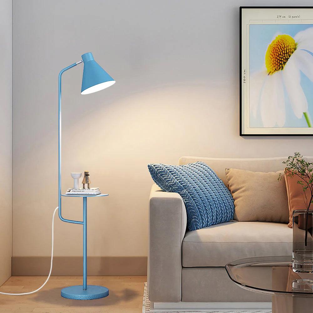 Modern Macaroon Floor Lamp with Integrated Storage Tray and Natural Marble Base for Living Room