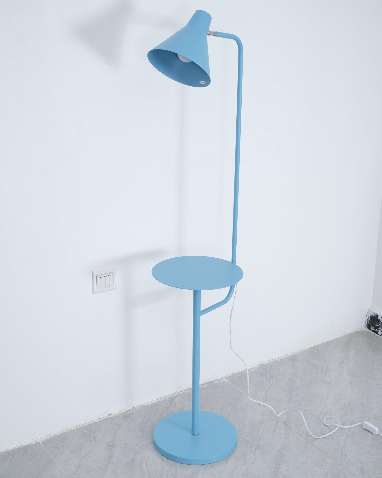 Modern Macaroon Floor Lamp with Integrated Storage Tray and Natural Marble Base for Living Room